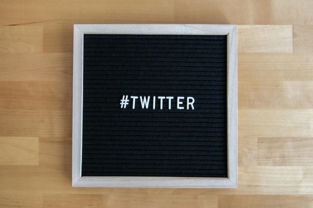 A letter board with the hashtag 'Twitter' displayed, ideal for social media marketing concepts.