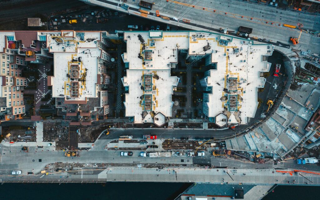 Overhead view of Seattle's residential district showcasing urban development.
